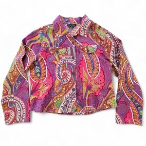 Gaudy Couture Paisley Print Shirt XL | Boho Y2K Retro Western Button Up